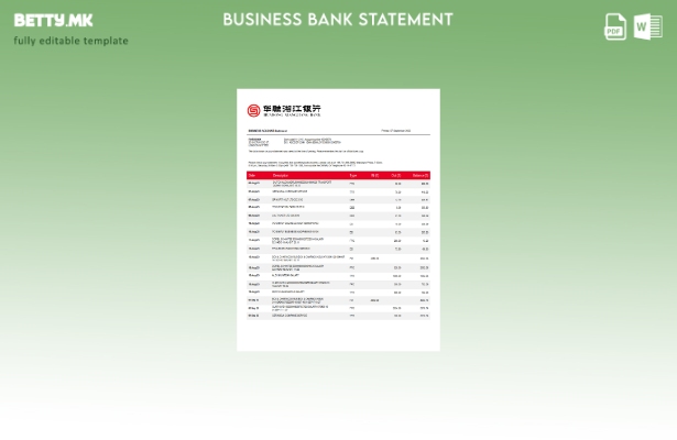 модерен стил на Huarong Xiangjiang банка извод на сметка на компанијата Word и P